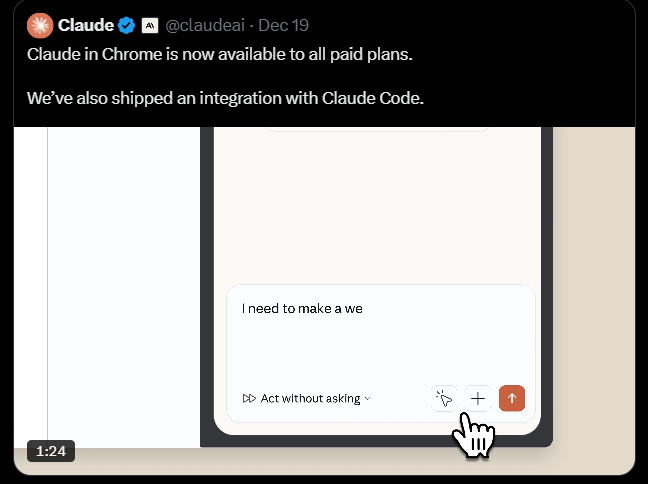 Claude Chrome插件正式全量开放！付费用户瞬间拥有AI浏览器助手-Mo 动态