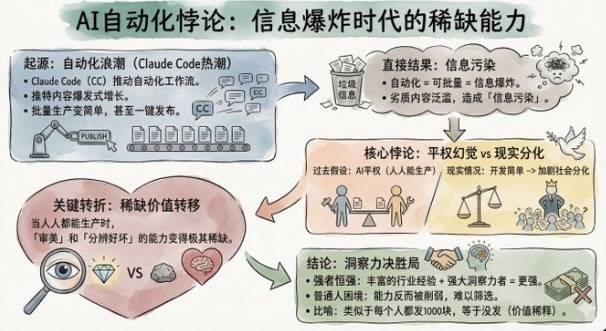 AI自动化风暴来袭：Claude Code点燃内容爆炸，质量与分化双重危机-Mo 动态